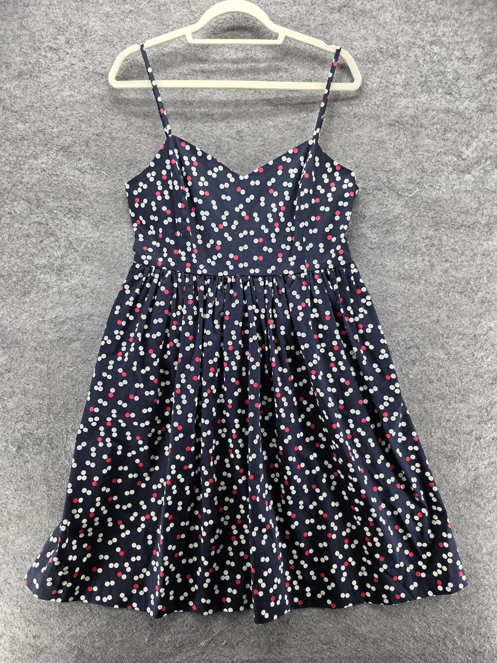 Gap Dress Womens 12 Blue Fit & Flare Polka Dot Sundress Strappy Knee Length
